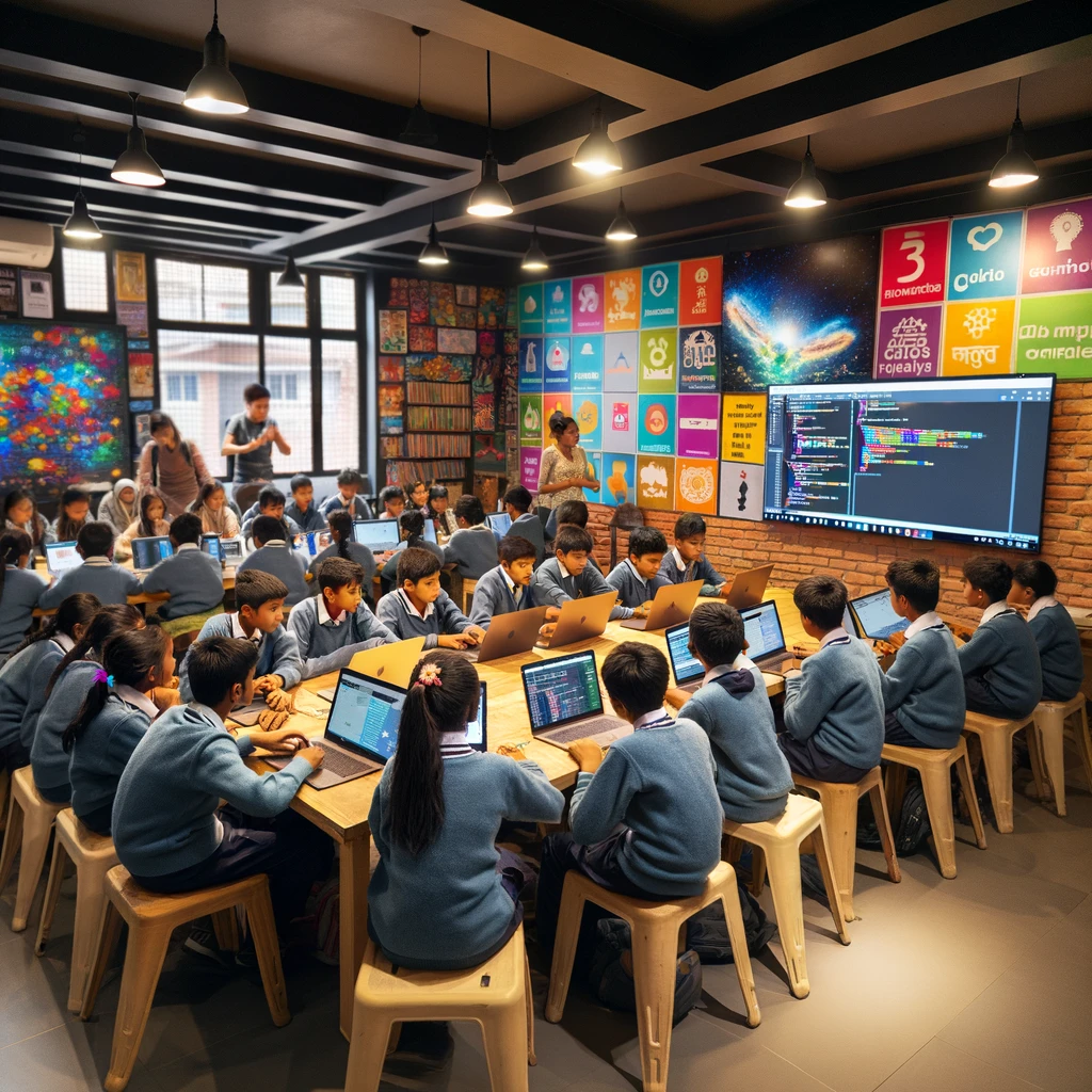 students taking their coding classes
